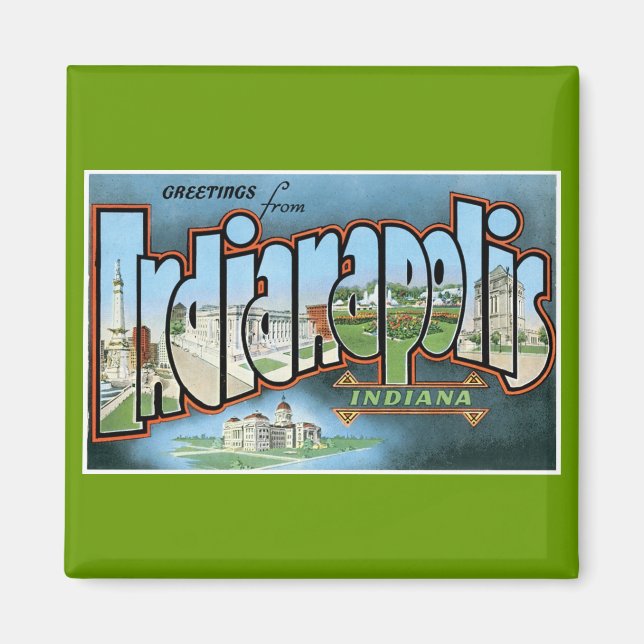 Hälsning från Indianapolis, Indiana! Magnet (Framsidan)