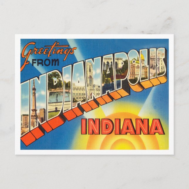Hälsning från Indianapolis, Indiana Travel Vykort (Framsida)