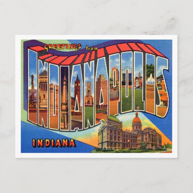 Hälsning från Indianapolis, Indiana Travel Vykort (Framsida)