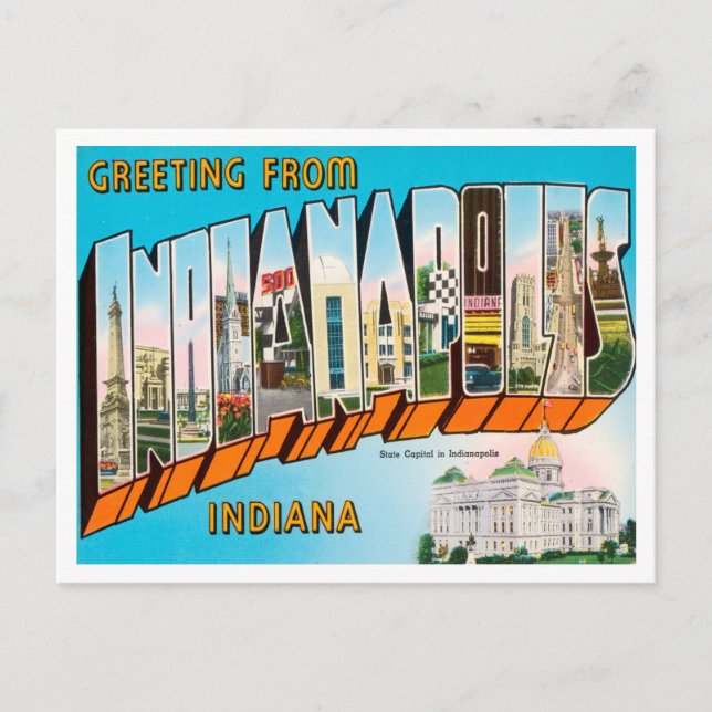 Hälsning från Indianapolis, Indiana Travel Vykort (Framsida)