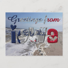 Hälsning från Iowa Statlig flagga Hearts USA Vykort