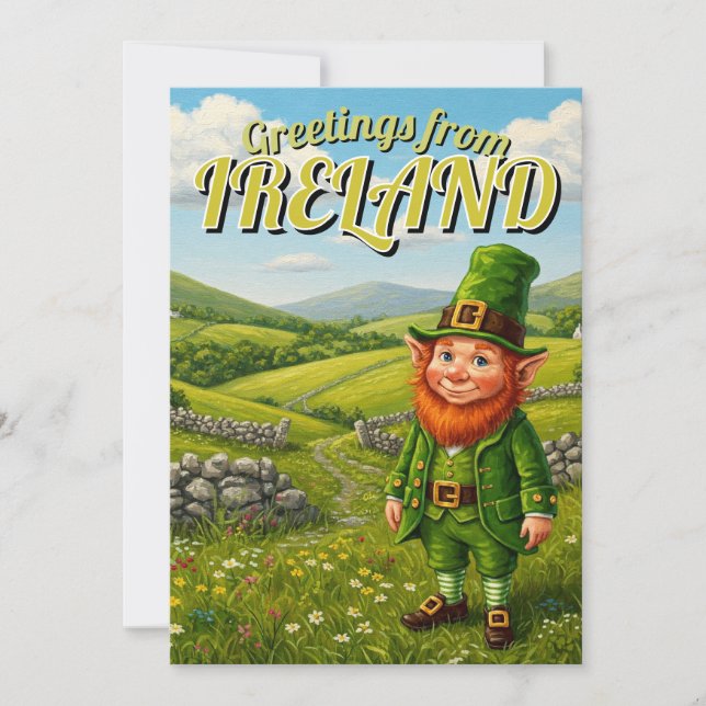 Hälsning från Irland Leprechaun Julkort (Framsida)