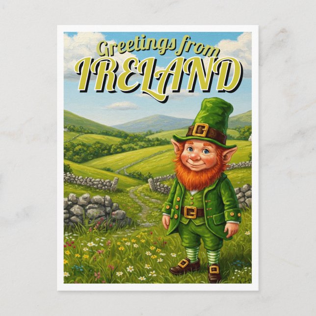 Hälsning från Irland Leprechaun Vykort (Framsida)