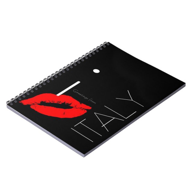 Hälsning från Italien Red Lipstick Kärlek Kiss Anteckningsbok (Vänstra Sidan)