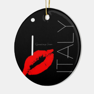 Hälsning från Italien Red Lipstick Kärlek Kiss Julgransprydnad Keramik