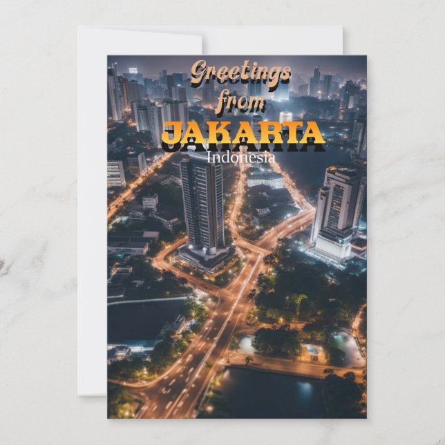 Hälsning från Jakarta Indonesia Tack Kort (Framsida)