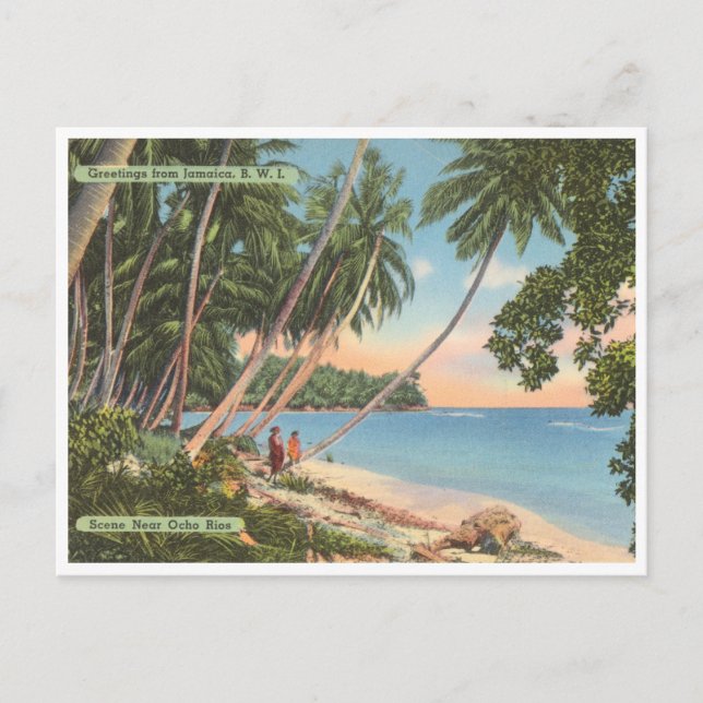 Hälsning från Jamaica Vintage Beach Scene Vykort (Framsida)