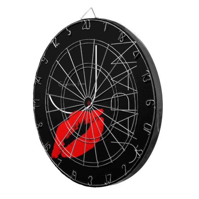 Hälsning från Japan Red Lipstick Kiss Black Darttavla (Högra Framsidan)