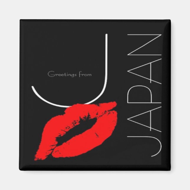 Hälsning från Japan Red Lipstick Kiss Black Magnet (Framsidan)