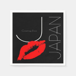 Hälsning från Japan Red Lipstick Kiss Pappersservett