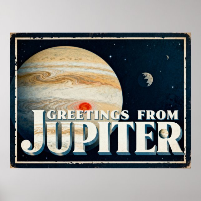 Hälsning från Jupiter Retro Sci-Fi Poster (Framsidan)