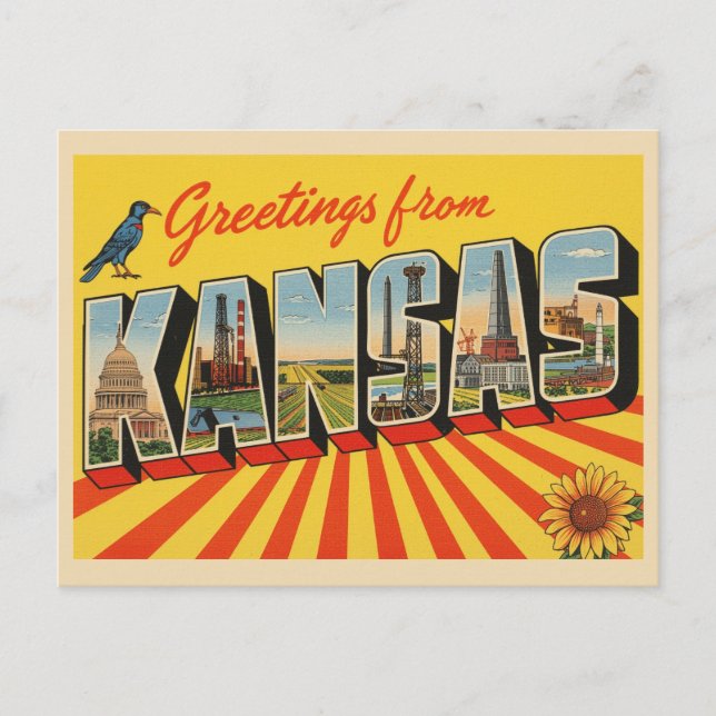 Hälsning från Kansas, Wichita Vykort (Framsida)