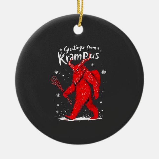 Hälsning från Krampus Julafton Jul Julgransprydnad Keramik (Framsidan)