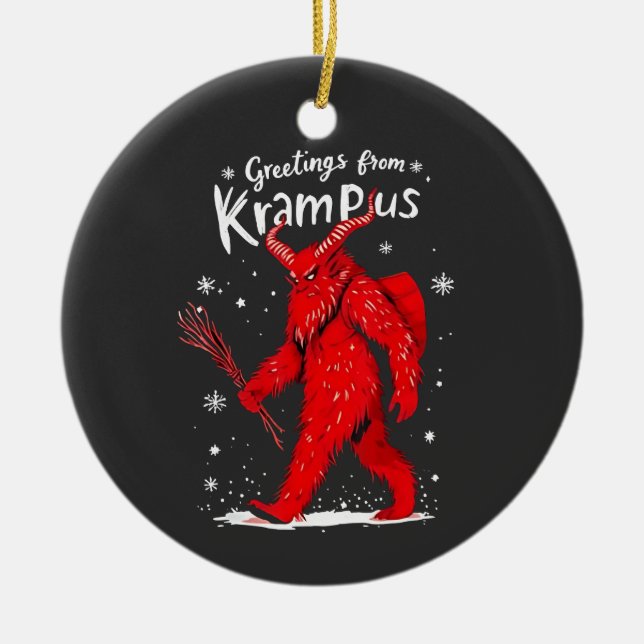 Hälsning från Krampus Julafton Jul Julgransprydnad Keramik (Framsidan)