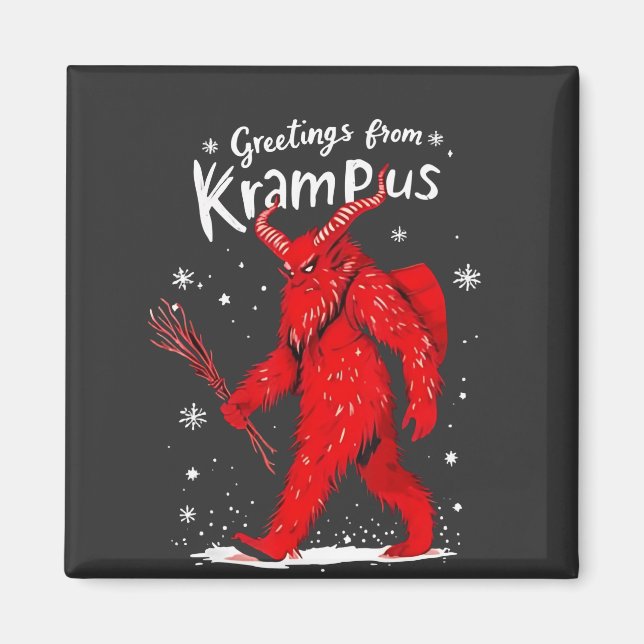Hälsning från Krampus Julafton Jul Magnet (Framsidan)