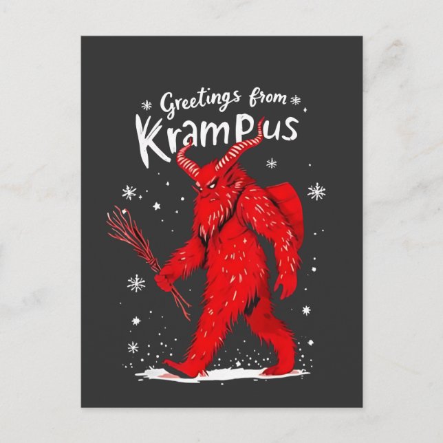 Hälsning från Krampus Julafton Jul Meddelande Vykort (Framsida)