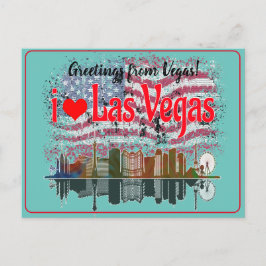 Hälsning från Las Vegas Skyline American Flagga Helg Vykort