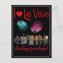 Hälsning från Las Vegas vid Night Skyline Firework