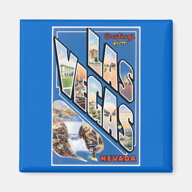 Hälsning från Las Vegas! Vintage Magnet (Framsidan)