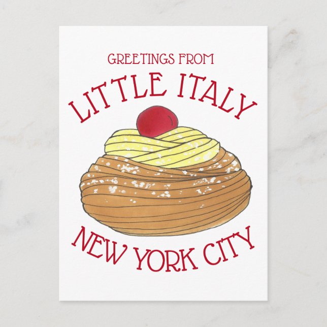 Hälsning från Little Italien New York City Zeppole Vykort (Framsida)