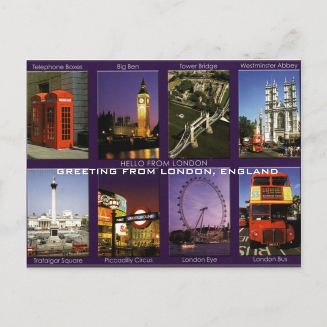 HÄLSNING FRÅN LONDON, ENGLAND POSTCARD FRÅN MOJISO VYKORT (Framsida)