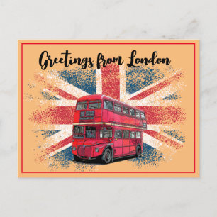 Hälsning från London Red Buss Union Jack Souvenir Helg Vykort