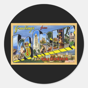 Hälsning från Los Angeles California Runt Klistermärke