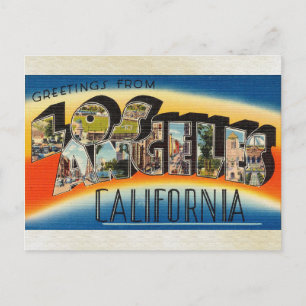 Hälsning från Los Angeles California Vintage Art Vykort