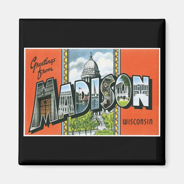 Hälsning från Madison, Wisconsin! Magnet (Framsidan)
