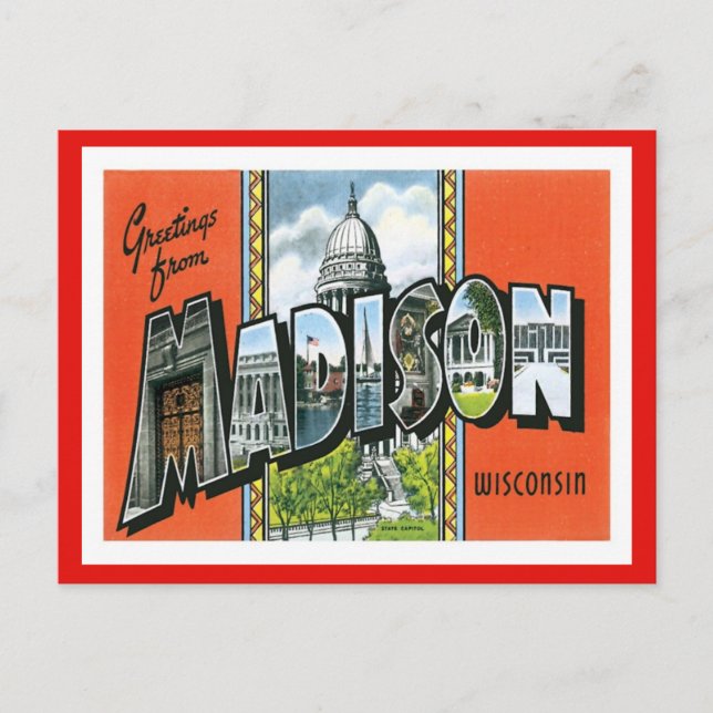 Hälsning från Madison Wisconsin US City Vykort (Framsida)