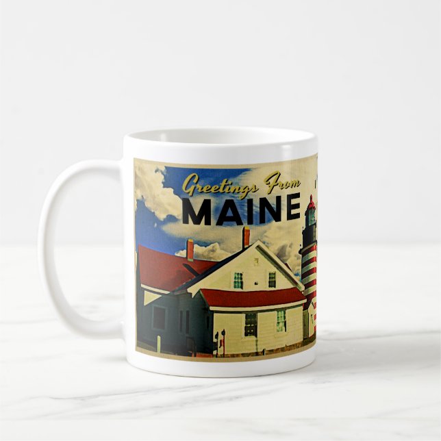 Hälsning från Maine Lighthouse Kaffemugg (Vänster)