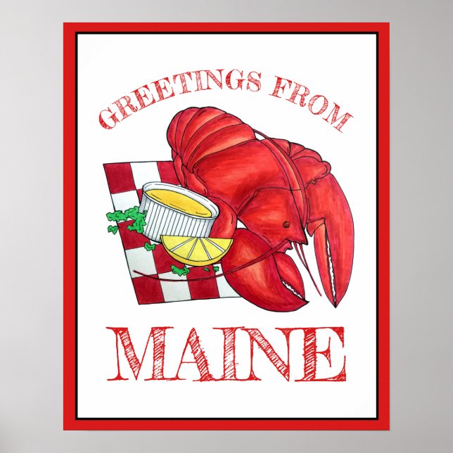 Hälsning från Maine Lobster Shack Seafood Poster (Framsidan)