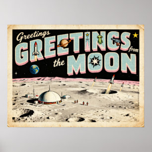Hälsning från Måne Retro Sci-Fi Poster