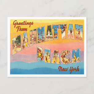 Hälsning från Manhattan Beach, New York Travel Vykort