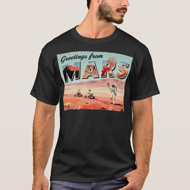 Hälsning från Mars Retro Sci-Fi T-shirt (Framsida)