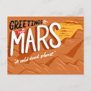 Hälsning från Mars Space Travel Humor Vykort