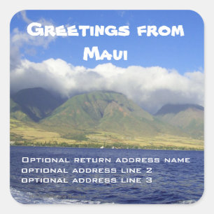 Hälsning från Maui Returadress Fyrkantigt Klistermärke