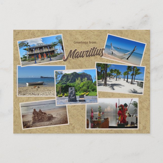 Hälsning från Mauritius Photo Collage Postcard Vykort (Framsida)