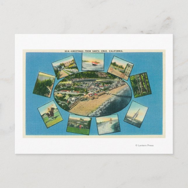 Hälsning Från med Scenia ViewsSanta Cruz, CA Vykort (Framsida)