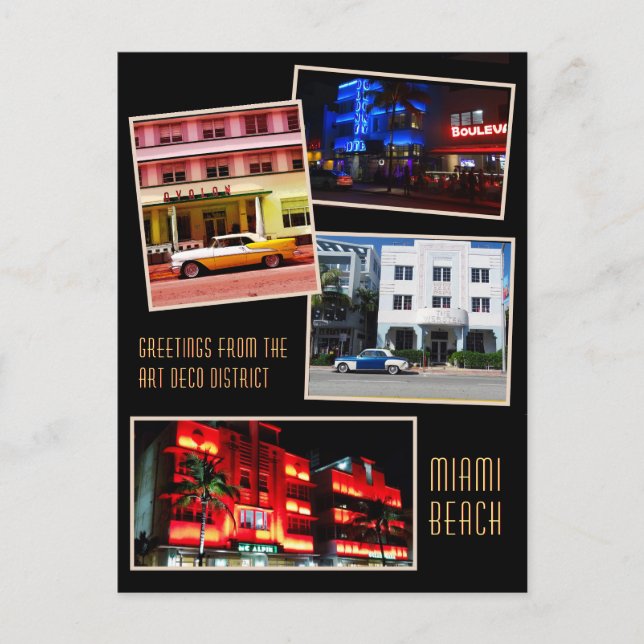 Hälsning från Miami Beach i Art Deco-distriktet Vykort (Framsida)