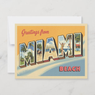 Hälsning från Miami Beach Vintage Vykort