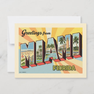Hälsning från Miami Florida Vintage Vykort