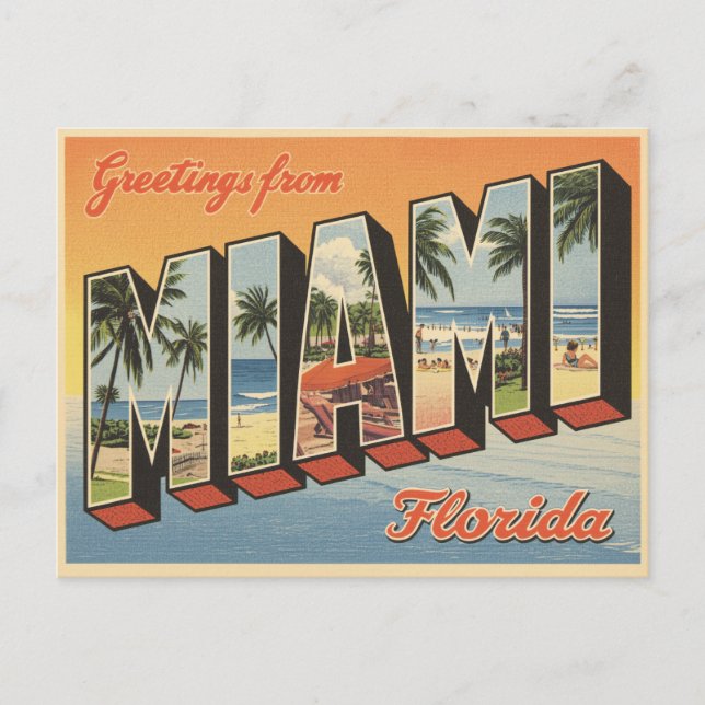 Hälsning från Miami Florida Vintage Vykort (Framsida)