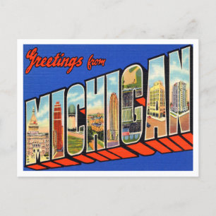 Hälsning från Michigan Vintage resor Vykort