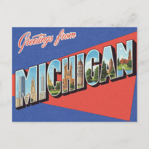 Hälsning från Michigan Vintage Vykort