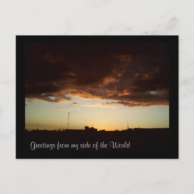 Hälsning från min sida av världen vykort (Framsida)