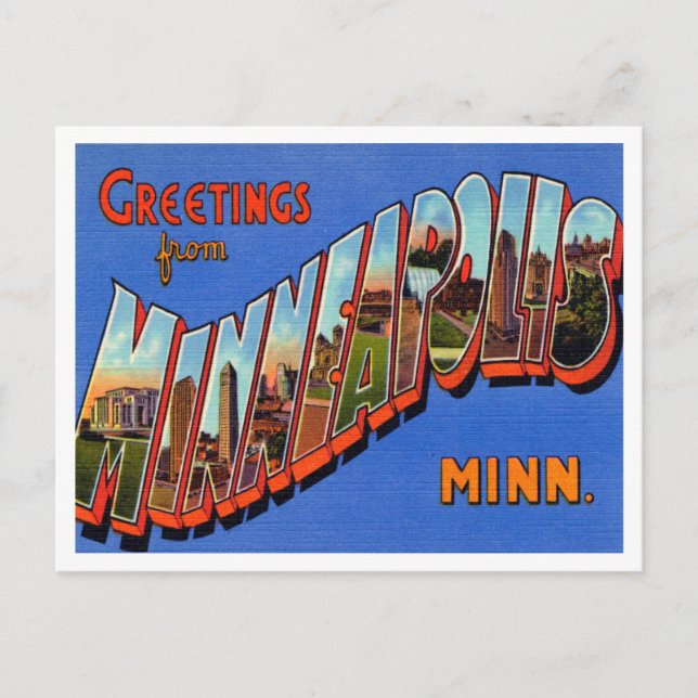 Hälsning från Minneapolis, Minnesota Travel Vykort (Framsida)