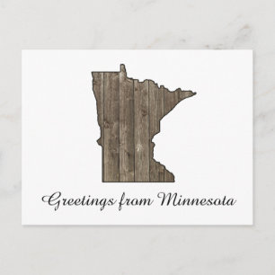Hälsning från Minnesota Land Rustic Wooden Vykort