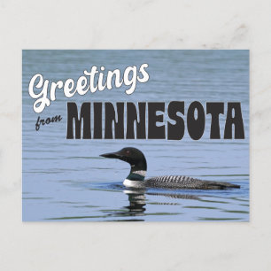 Hälsning från Minnesota med Common Loon Vykort