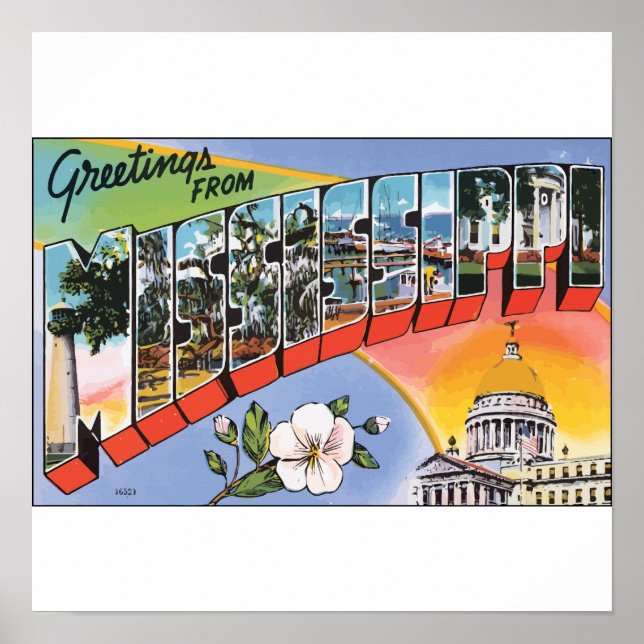 Hälsning från Mississippi, Vintage Poster (Framsidan)